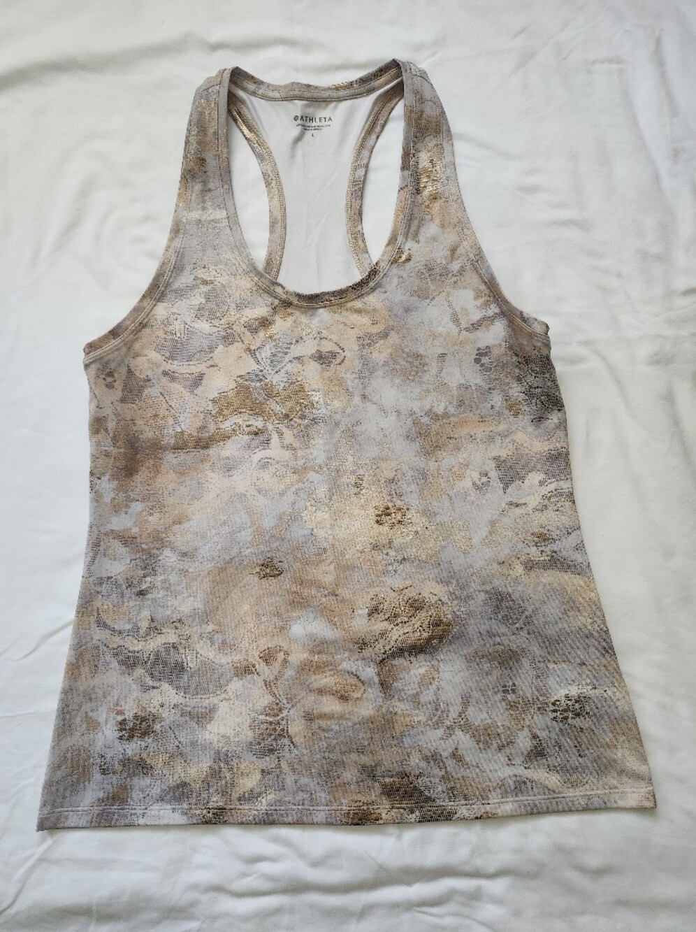 Athleta Sleeveless Metallic Print Tank Top - Neutral Blend